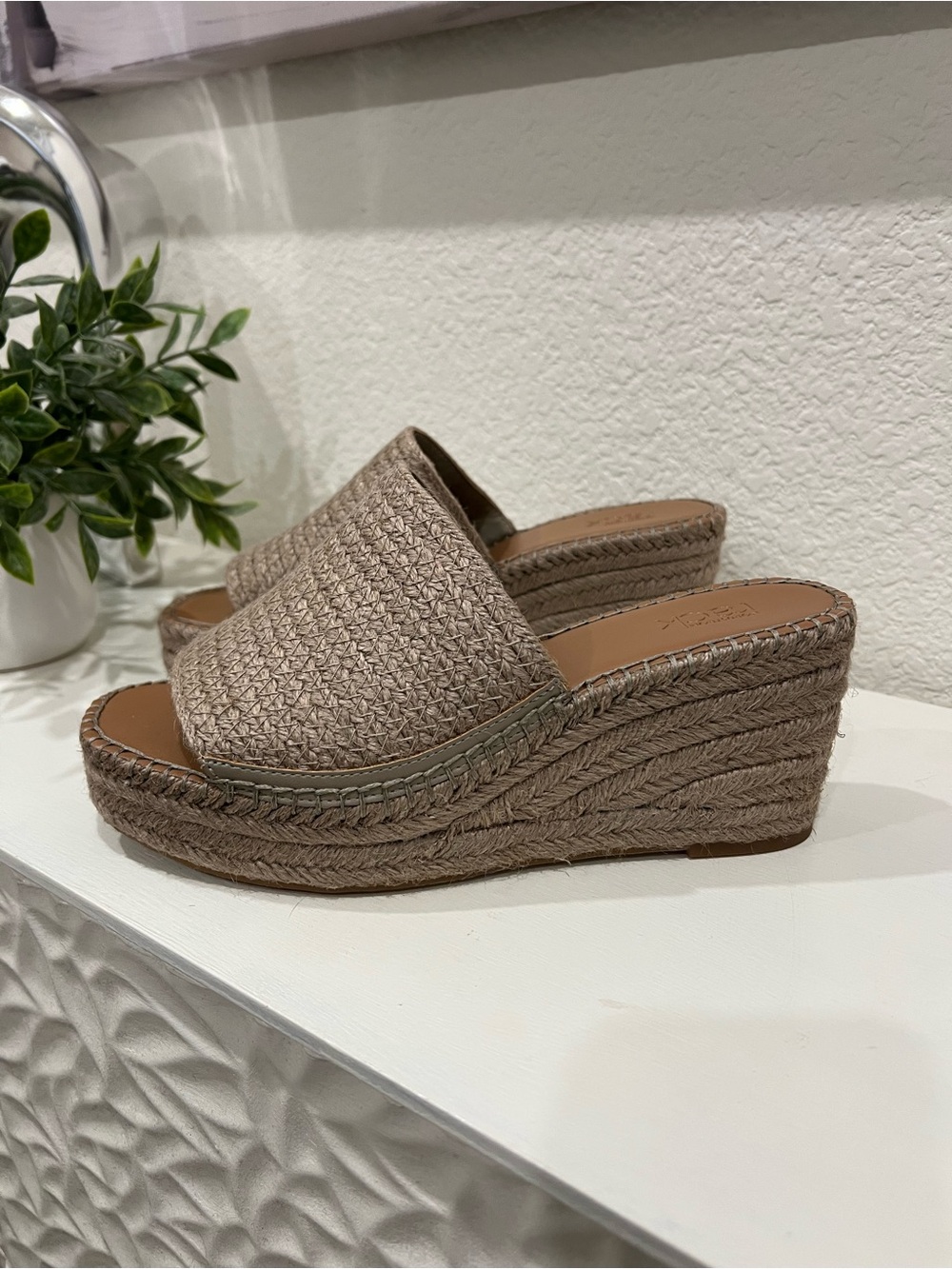 Woven Espadrille Wedge Slide - Taupe - Picture 2 of 6